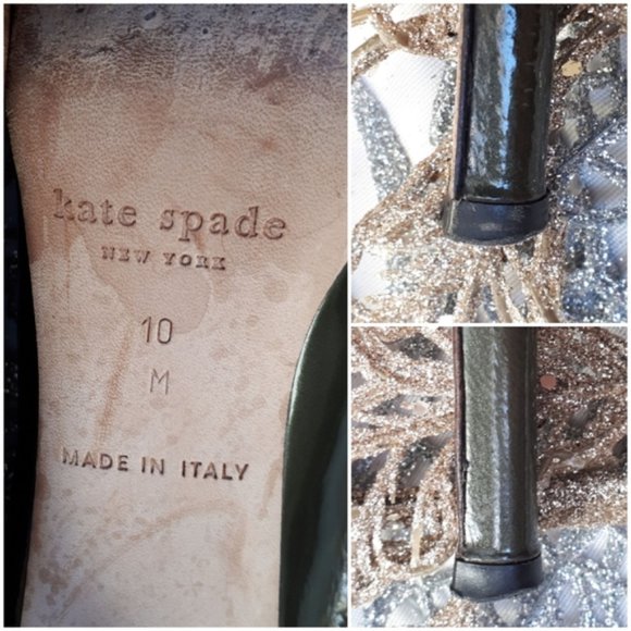 Kate Spade Gwennie Heel Open Toe Green Patent Pump - Picture 5 of 5